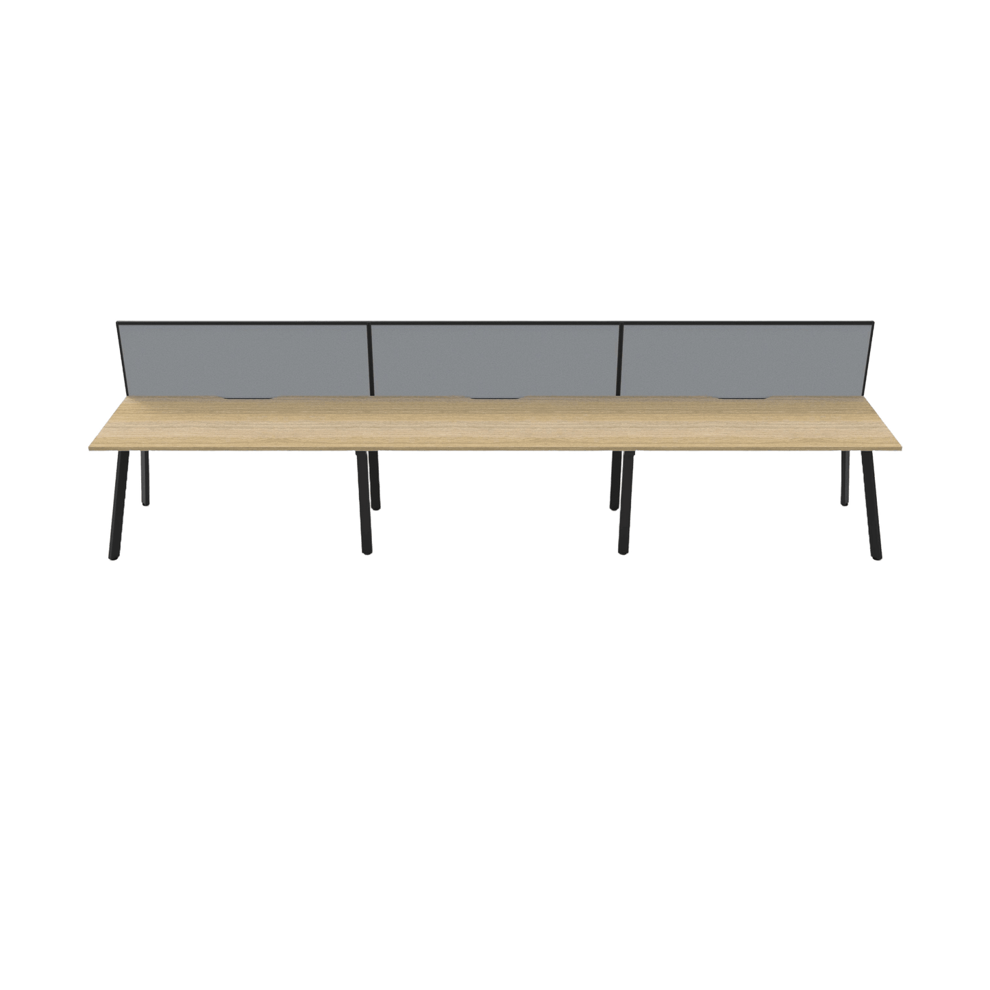 Eternity 3 Person Single Sided Workstation with Screen in Natural Oak