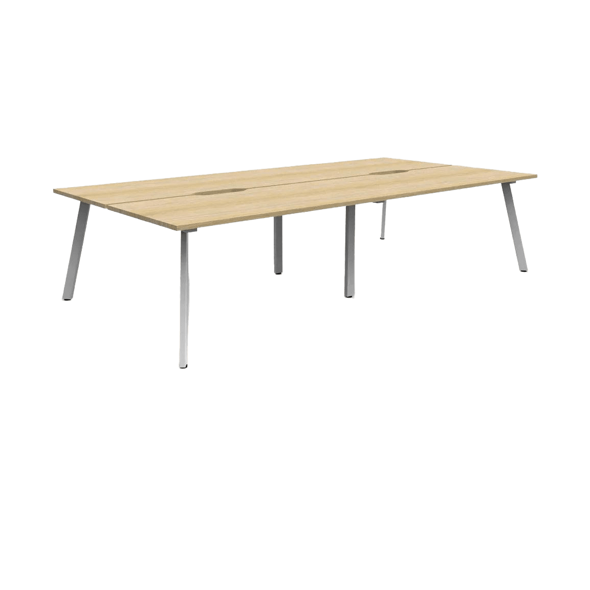 Eternity 4 Person Double Sided Workstations 4 x 1200x750 / Natural Oak / White Powdercoat