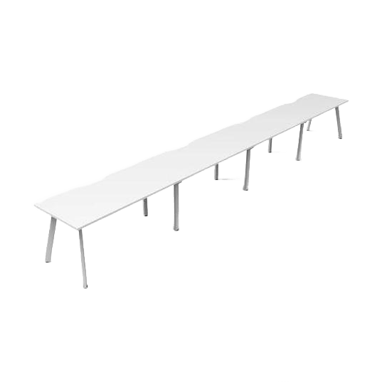 Eternity 4 Person Single Sided Workstations 4 x 1200x750 / White / White Powdercoat