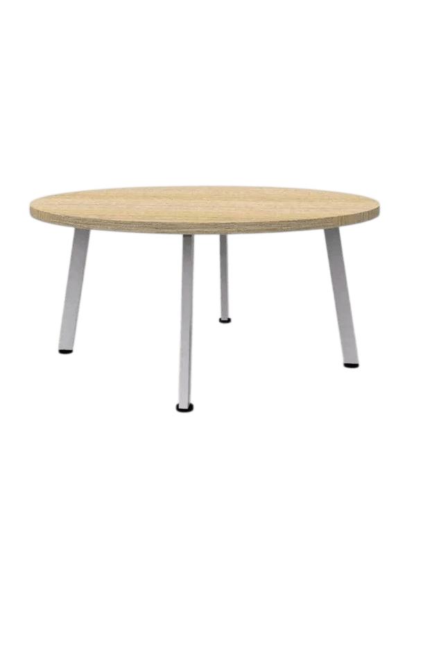Eternity Coffee Table 900 Round Natural Oak White Powdercoat