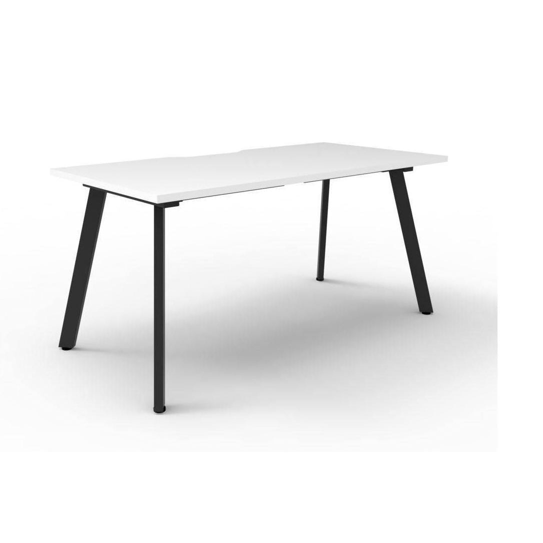 Eternity Single Straight Office Desk 1200x750 / White / Black Powdercoat