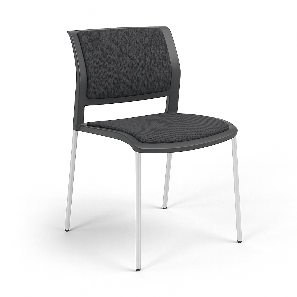 Game Chair Grey Shell with Upholstered Seat & Back 4 Leg White Grey Breathe (SG)