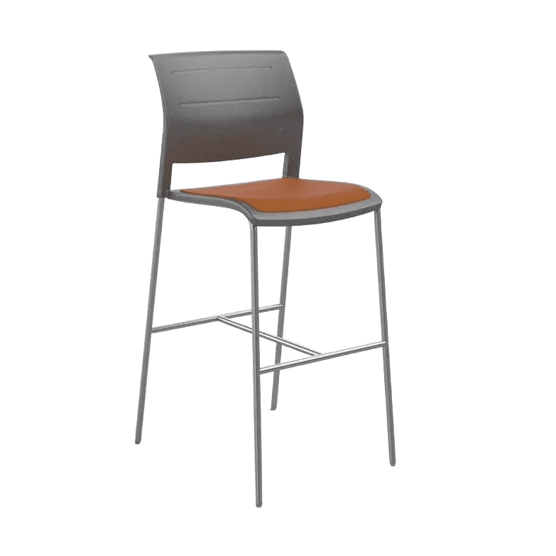 Game Office Bar Stool with Upholstered Seat Grey Charcoal Plastic (Game) / Orange Breathe (BRO)