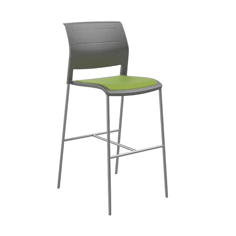 Game Office Bar Stool with Upholstered Seat Grey Charcoal Plastic (Game) / Green Breathe (LG)