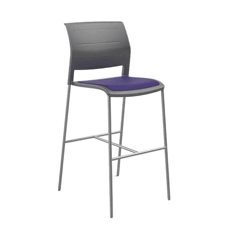 Game Office Bar Stool with Upholstered Seat Grey Charcoal Plastic (Game) / Purple Breathe (PL)