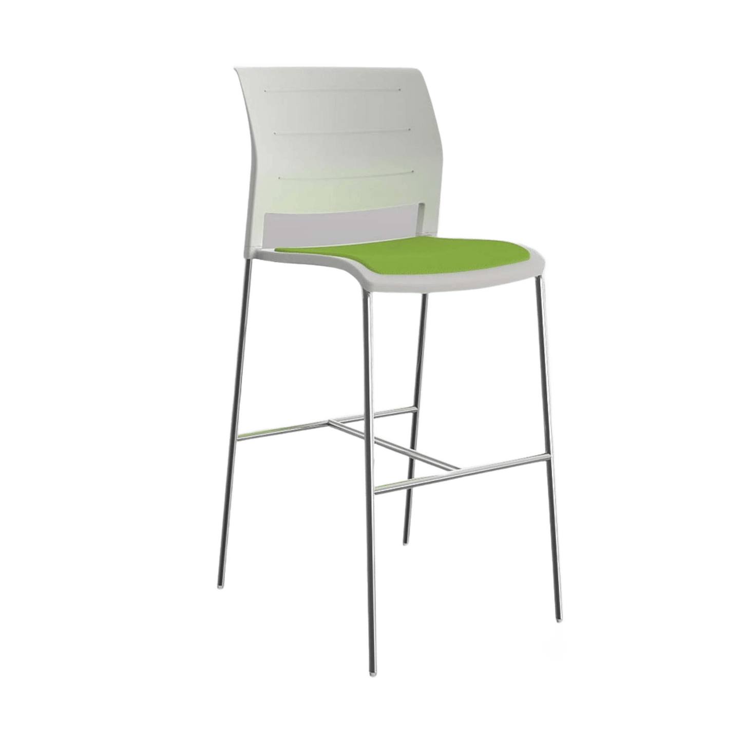 Game Office Bar Stool with Upholstered Seat White Plastic (Game) / Green Breathe (LG)