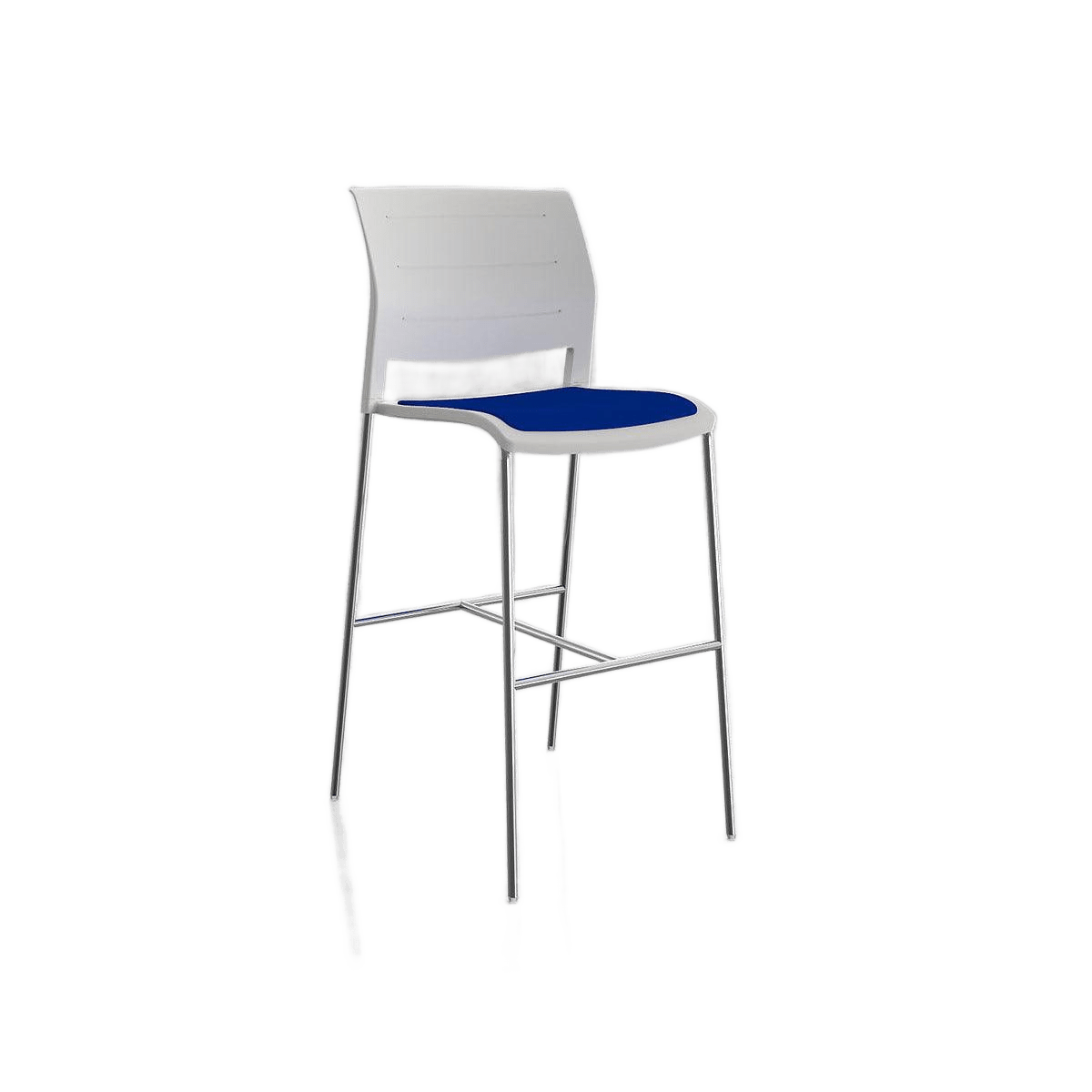 Game Office Bar Stool with Upholstered Seat White Plastic (Game) / Blue Breathe (SB)