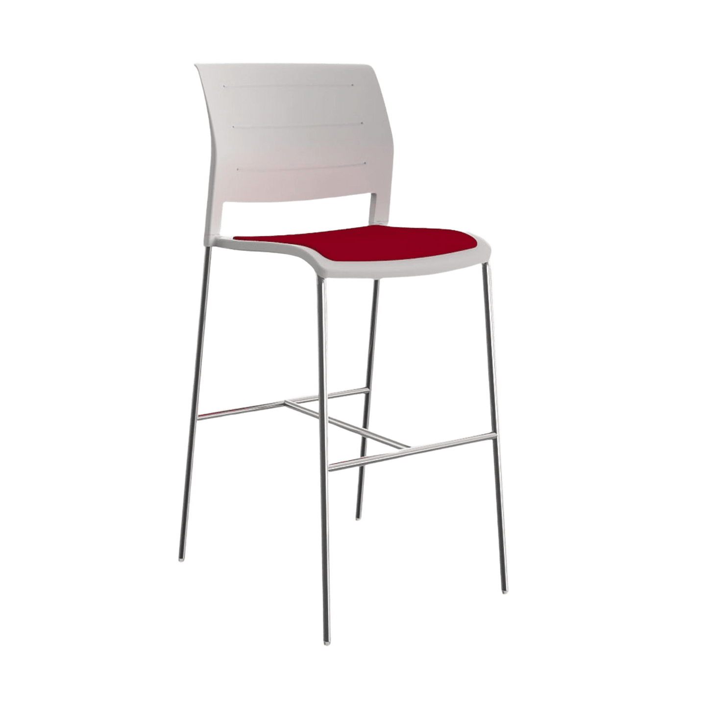 Game Office Bar Stool with Upholstered Seat White Plastic (Game) / Red Breathe (TR)
