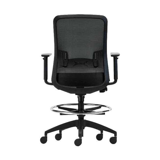 Graphite Ergonomic Drafting Chair Adjustable Arms / Black Plastic Base