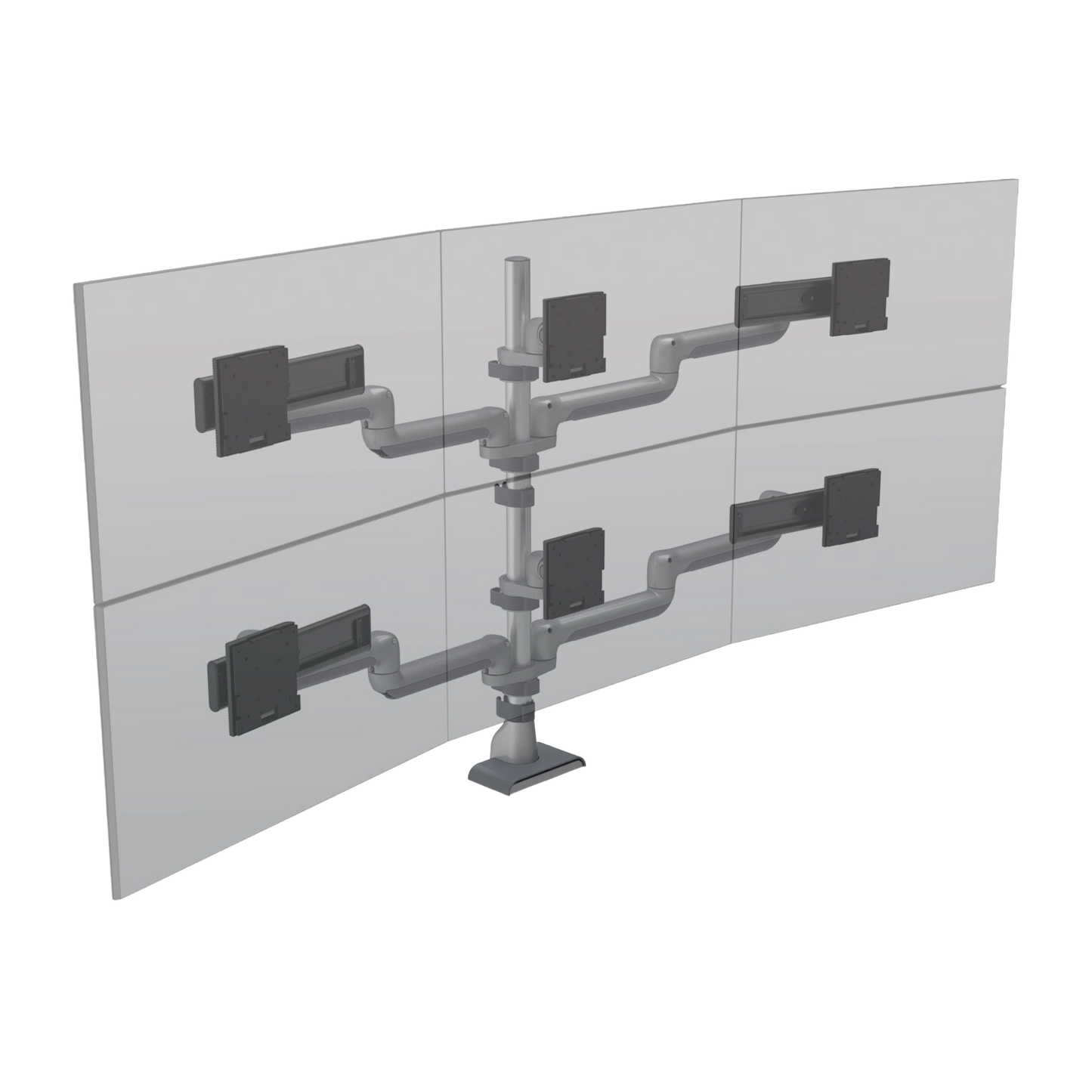 HAT E5 Three over Three Static Pole Monitor Arm Silver