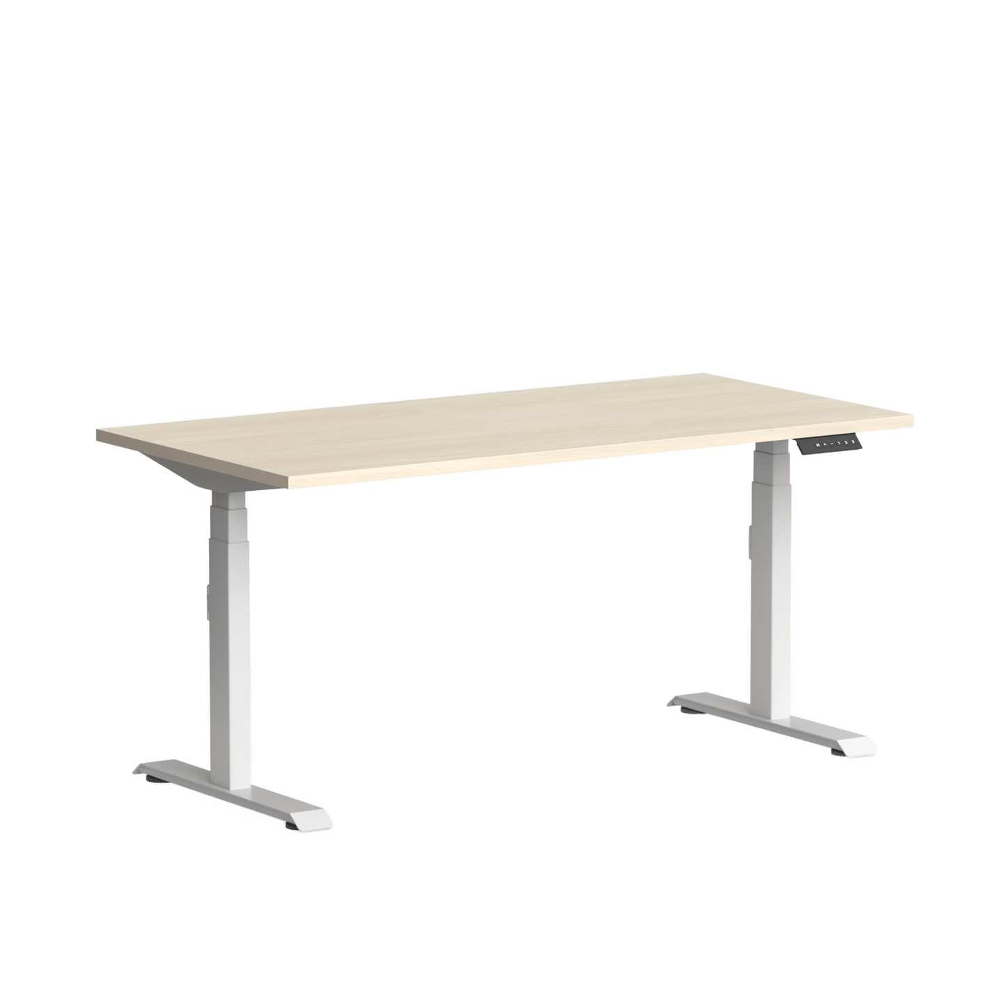 Klass Single Straight Height Ajustable Desk 1200x600 / White Powdercoat / Nordic Maple