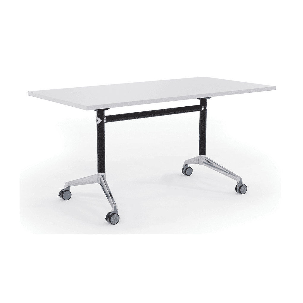 Modulus Flip Folding Mobile Office Table 1500x600 / Black Powdercoat / White