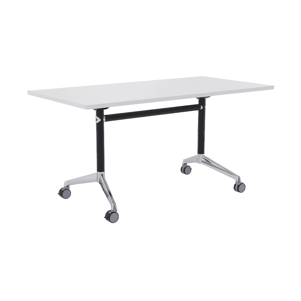 Modulus Flip Folding Mobile Office Table 1500x600 Black Powdercoat White
