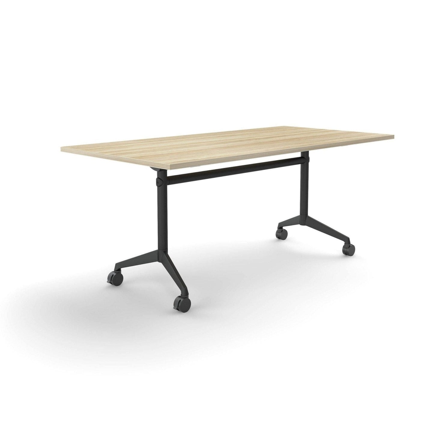 Modulus Mobile Flip Table with All Black Legs 2100x900 / New Oak