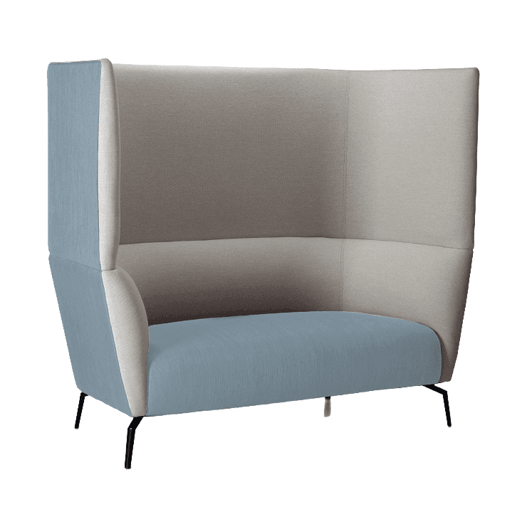 Ola 2 Seater High Back Sofa Black Metal Base