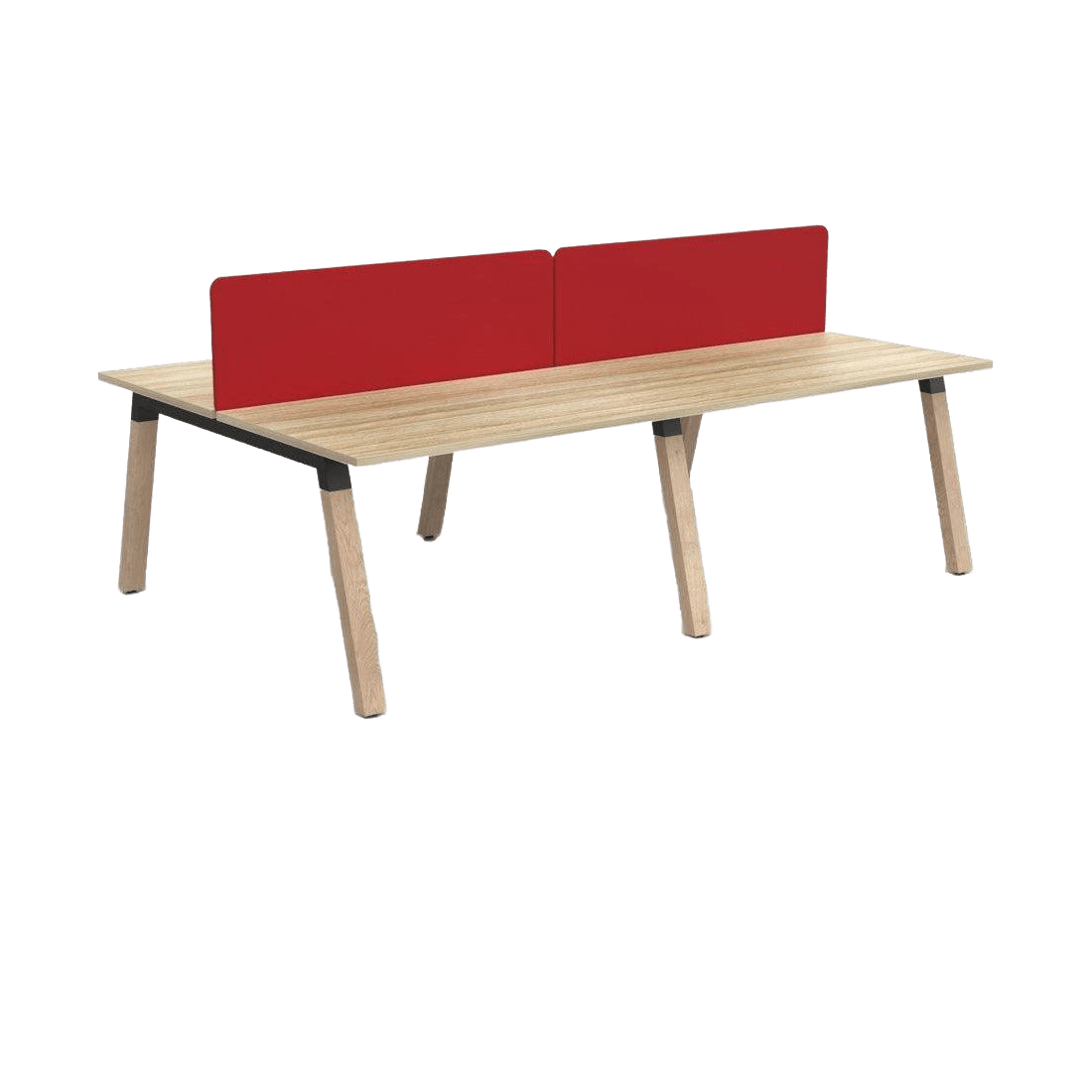 Plantation 4 Person Double Sided Desk with Radius Screens