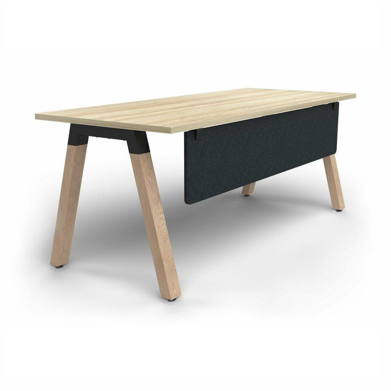Plantation Single Office Desk with Modesty 1500x750 / New Oak / Grey Acoustiq (CG)