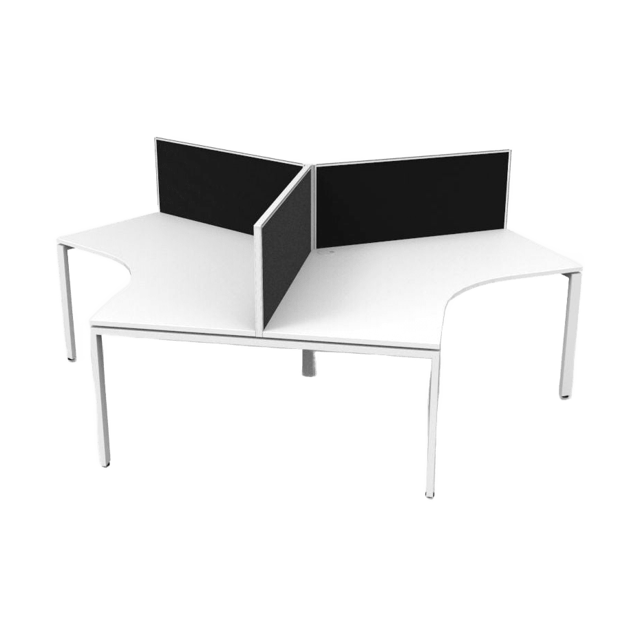 Profile Leg 120 Degree Workstations White / White Powdercoat / With Screen