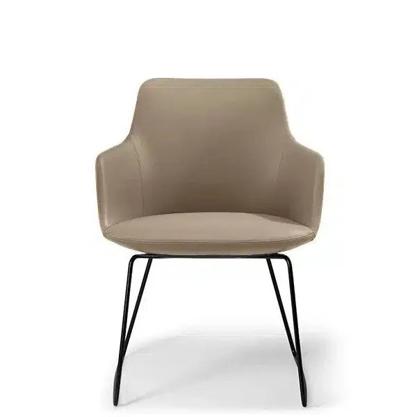 Saba Meeting Chair Black Sled Base / Brown Stone Leatherette