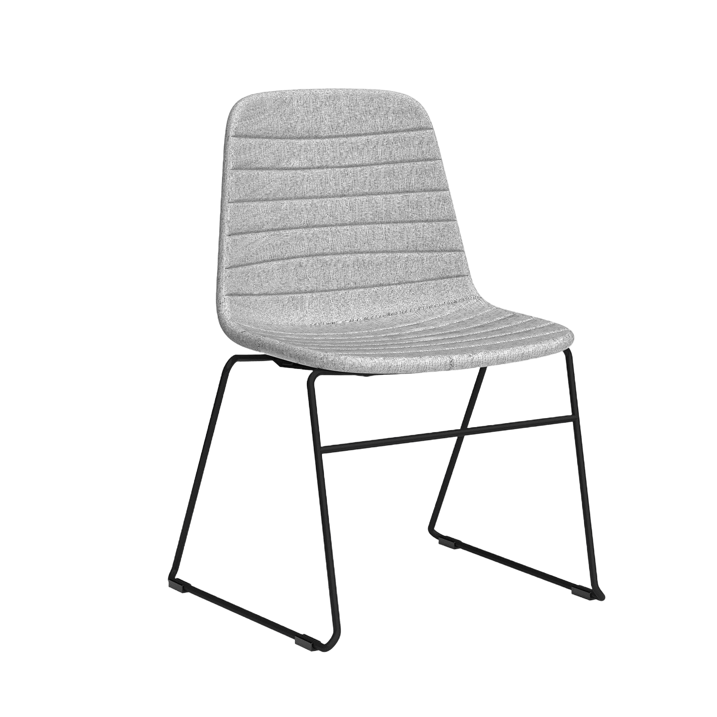 Sofia Sled Chair Fabric Upholstery Grey Mist Fabric (Sofia) / Black Metal Base