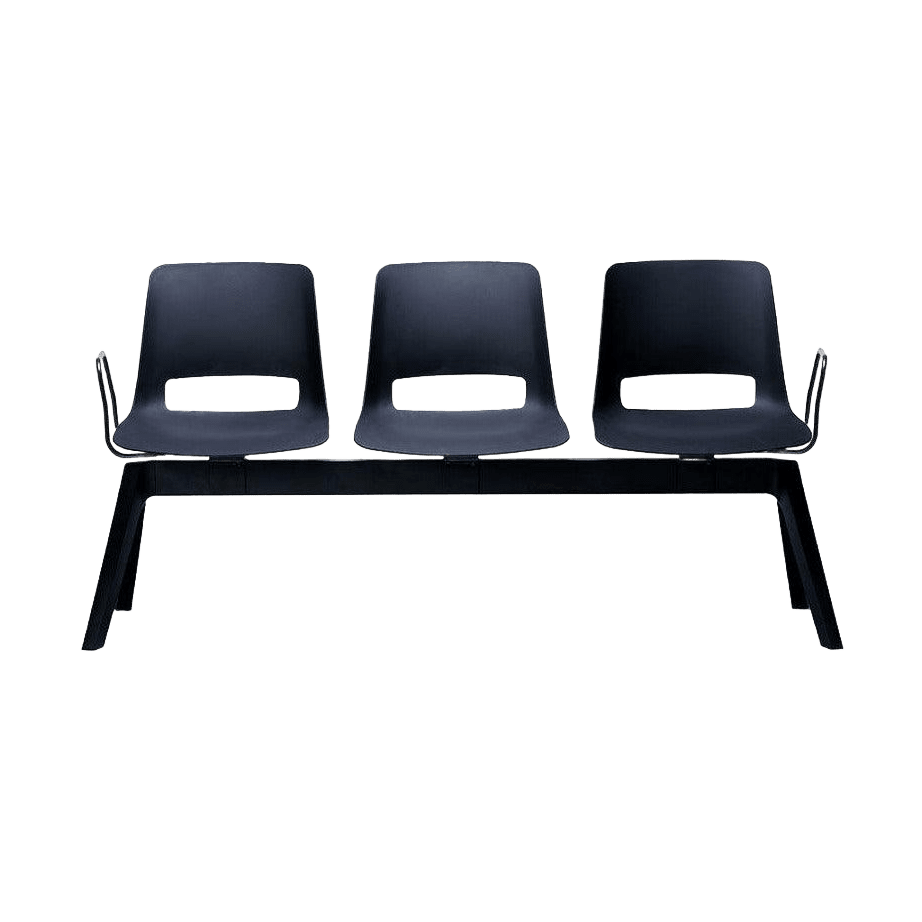 Unica PP 3 Seat Beam Arms on Ends / Black Night (Unica) / No Table