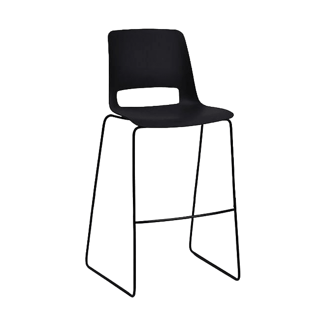 Unica Sled PP Office Stool Black Night (Unica) / Black Metal Base / 640mm