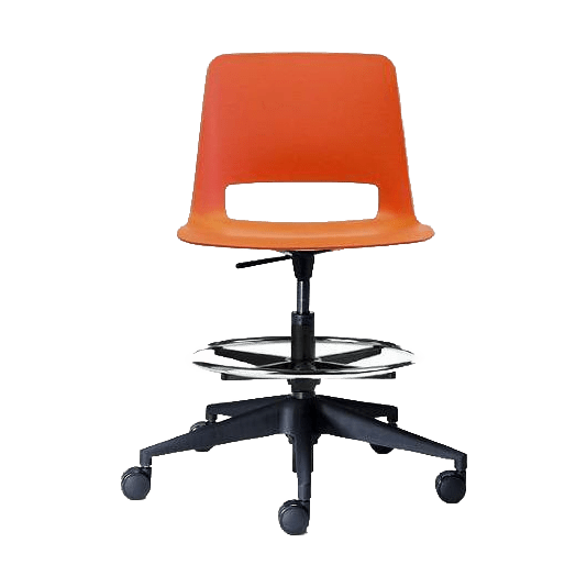 Unica Swivel Drafting Stool PP Red Blood Orange (Unica) / Black Plastic Base