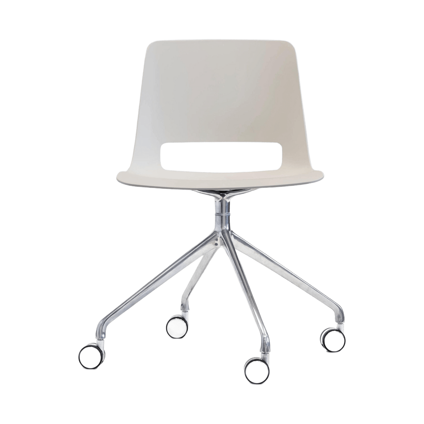 Unica Swivel PP Meeting Chair 4 Star Base (Fixed Height) / Polished Aluminium / White Bone (Unica)