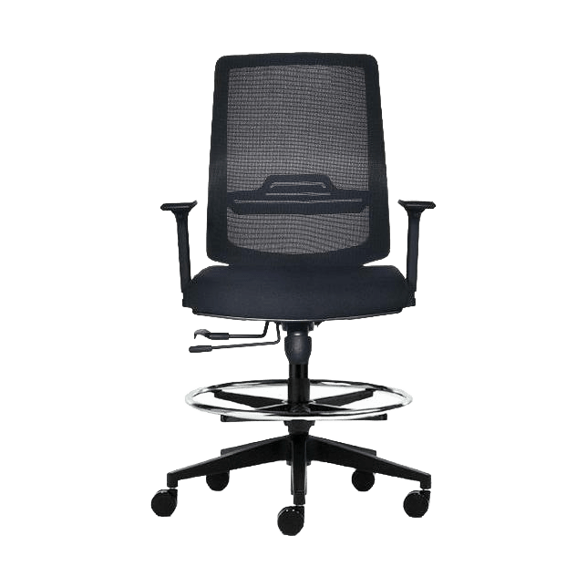 Volt Mesh Office Drafting Chair Adjustable Arms / Black Plastic Base