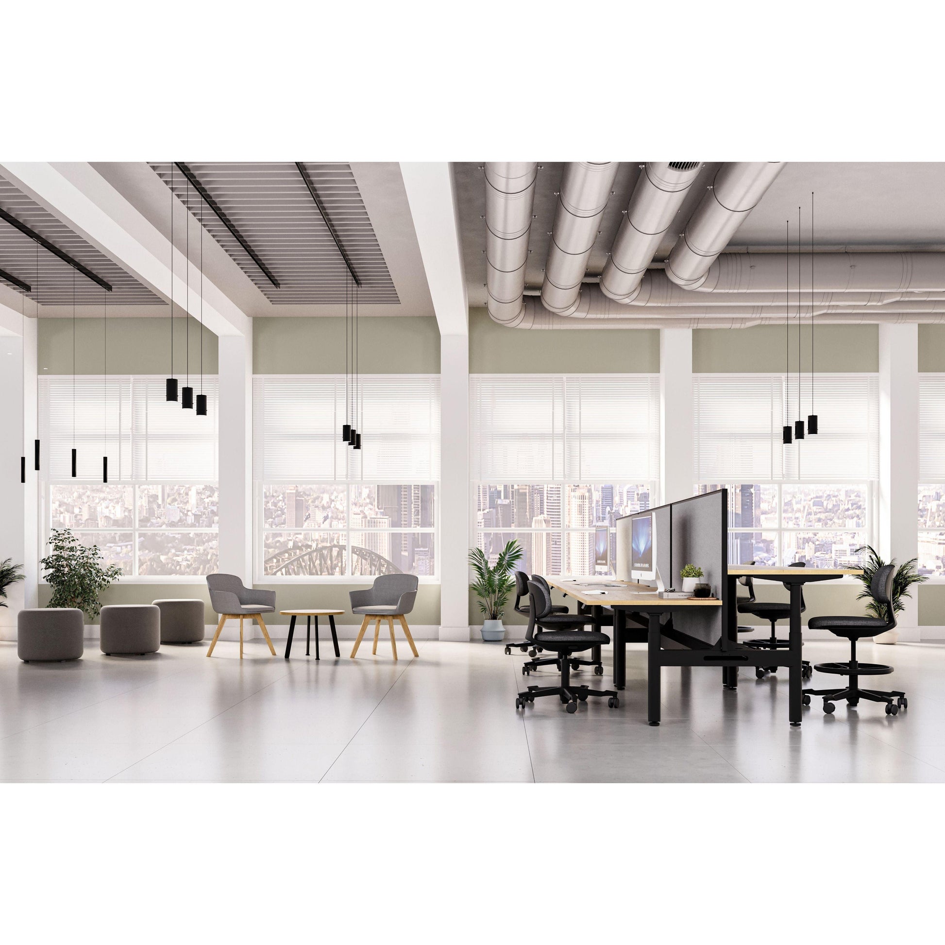 Halo Plus Back to Back Height Adjustable Workstations - Office Furniture Company 