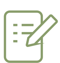 Icon of a document with a pen on a white background