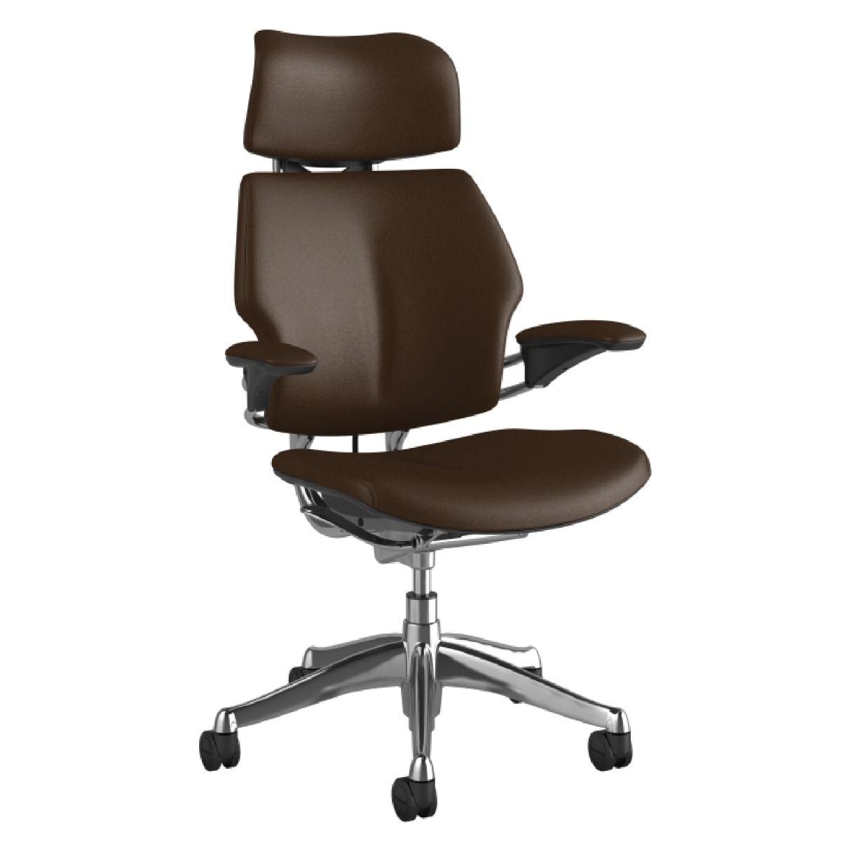 Humanscale Freedom Task Chair with Headrest in Brown Leather - Office Furniture Company 