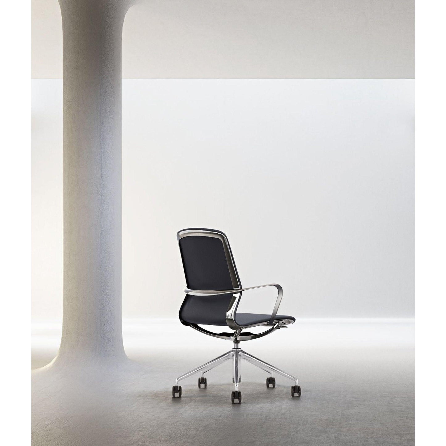Meta Executive Meeting Chair in Black Leather - Office Furniture Company 