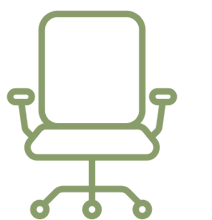 Outline of a chair icon on a white background