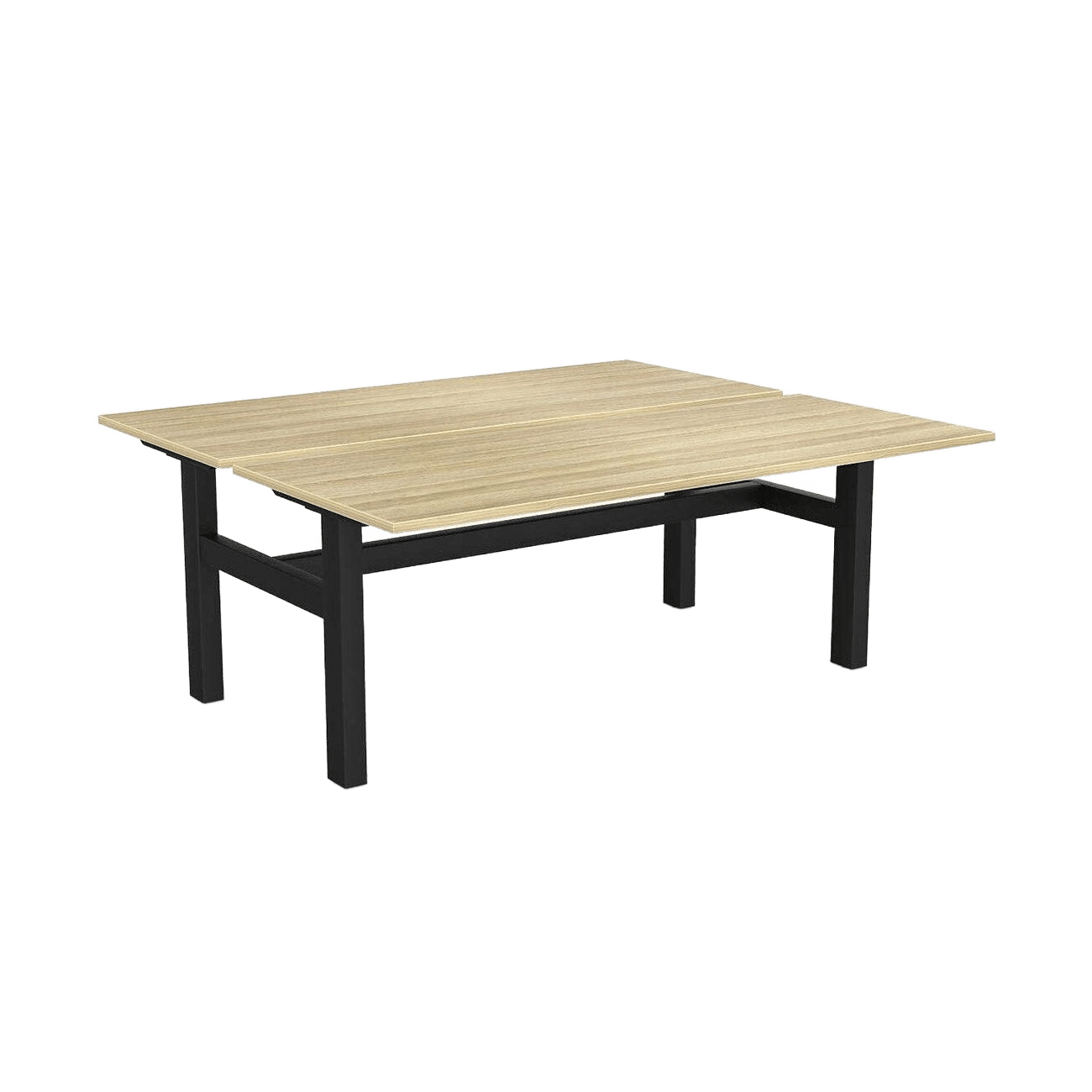 Agile 2 Person Back to Back Workstation 1200x600 New Oak Black Powdercoat