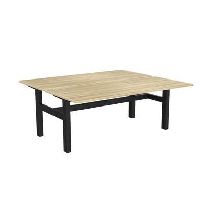 Agile 2 Person Back to Back Workstation 1200x600 New Oak Black Powdercoat