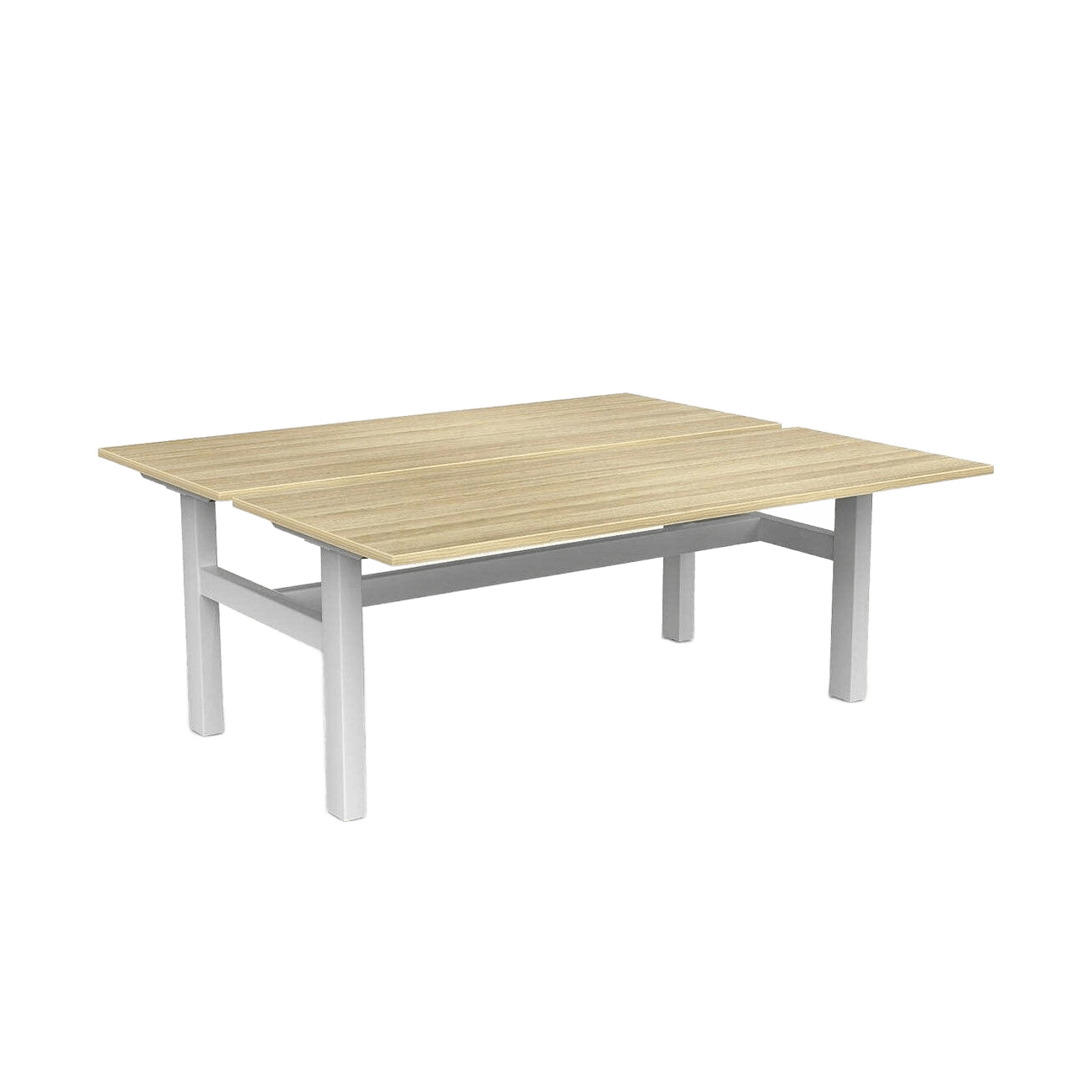 Agile 2 Person Back to Back Workstation 1200x600 New Oak White Powdercoat