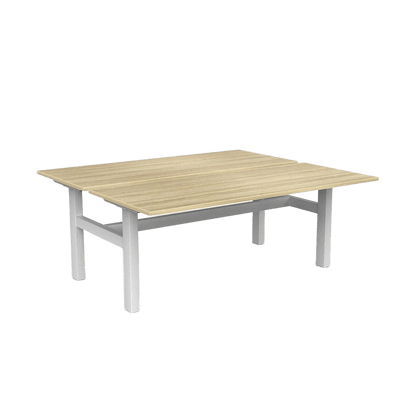 Agile 2 Person Back to Back Workstation 1200x600 New Oak White Powdercoat