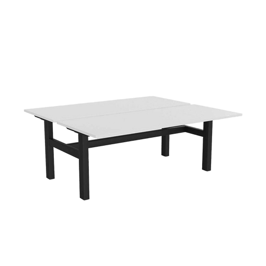 Agile 2 Person Back to Back Workstation 1200 X 600 White Melamine Black Powdercoat - Office Furniture Company
