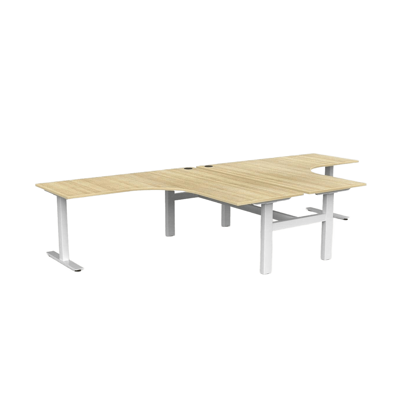 Agile 2 Person Corner Workstation 1800 X 1800/600 ( 2 Piece Top ) New Oak Melamine White Powdercoat - Office Furniture Company