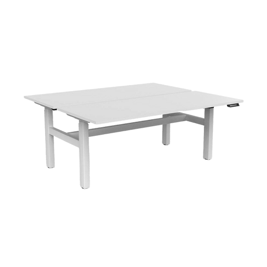Agile Electric Height Adjustable Desk (2 Person - Double Sided) 1200 X 600 white - powdercoat white - melamine - Office Furniture Company