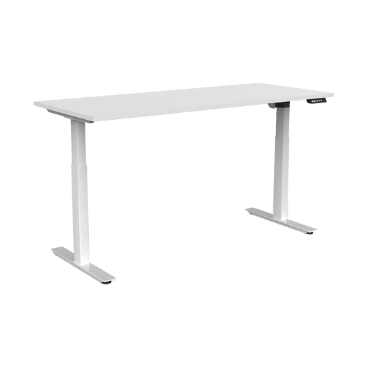 Agile Electric Height Adjustable Desk with E-Panel Screen on LHS 1200x600 / White Powdercoat / White