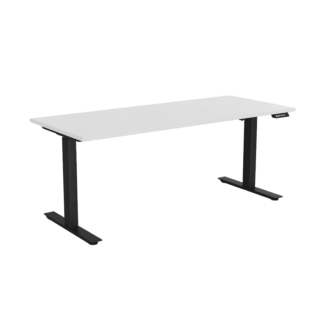Agile Electric Height Adjustable Desk with E - Panel Screen on RHS 1200 X 600 black - powdercoat white - melamine - Office Furniture Company