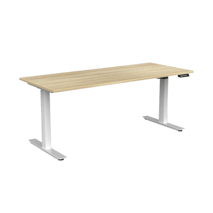 Agile Electric Height Adjustable Desk with E - Panel Screen on RHS 1200 X 600 white - powdercoat new - oak - melamine - Office Furniture Company