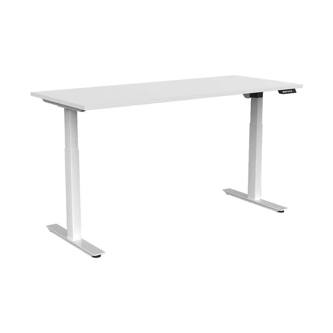 Agile Electric Height Adjustable Desk with E - Panel Screen on RHS 1200 X 600 white - powdercoat white - melamine - Office Furniture Company