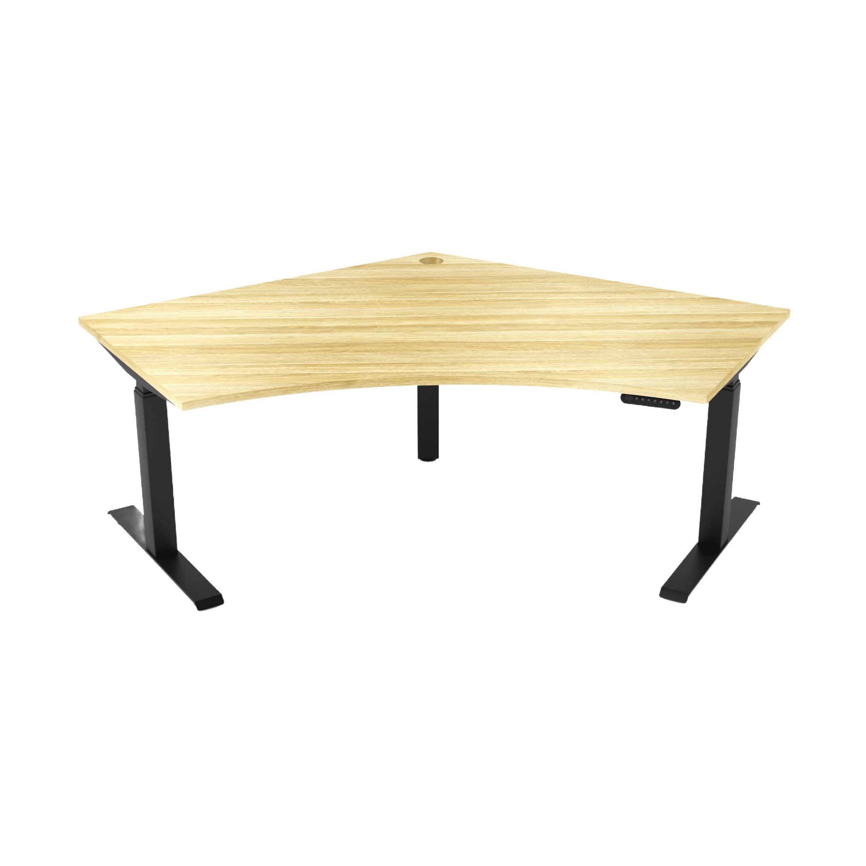 Agile Motion Electric Height Adjustable 120 Degree Workstation 1200 X 1200 X 750 black - powdercoat new - oak - melamine - Office Furniture Company