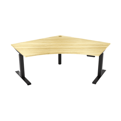 Agile Motion Electric Height Adjustable 120 Degree Workstation 1200 X 1200 X 750 black - powdercoat new - oak - melamine - Office Furniture Company