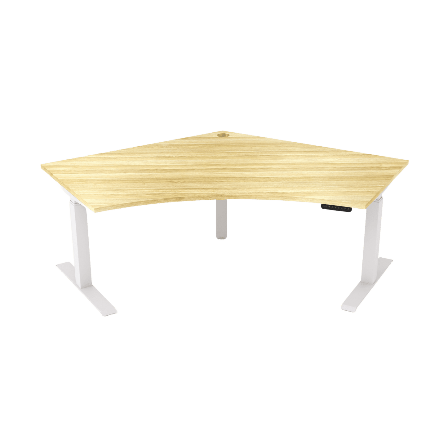 Agile Motion Electric Height Adjustable 120 Degree Workstation 1200 X 1200 X 750 white - powdercoat new - oak - melamine - Office Furniture Company