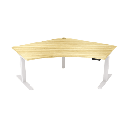 Agile Motion Electric Height Adjustable 120 Degree Workstation 1200 X 1200 X 750 white - powdercoat new - oak - melamine - Office Furniture Company