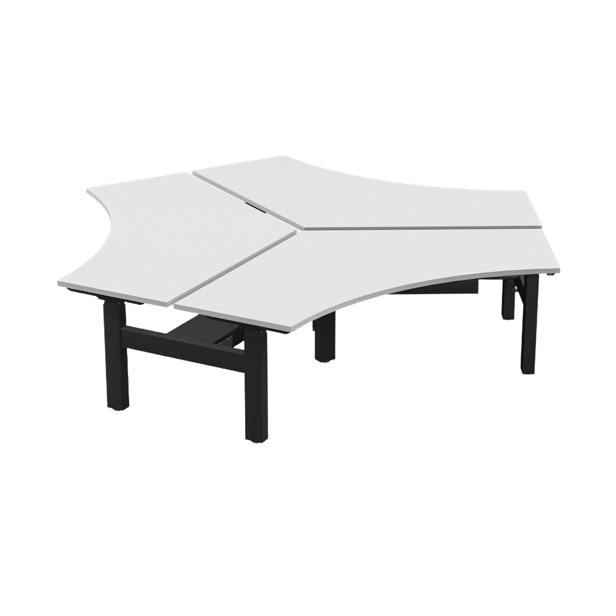 Agile Motion+ Electric Height Adjustable 3 Person Workstation Black Powdercoat - Office Furniture Company